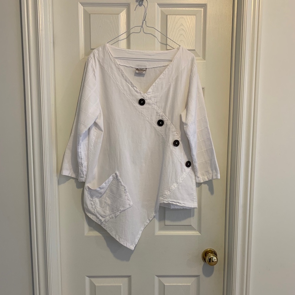 White cotton asymmetrical top (S)